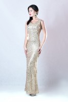 Šaty s flitry zlaté dlouhé